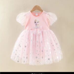 Elsa Pink Dress with Silver Snowflake Design